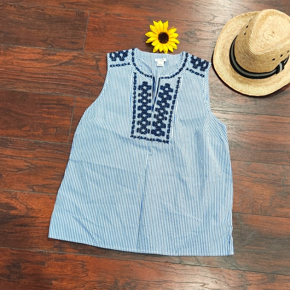 J.CREW EMBROIDERED STRIPED TANK TOP - Picture 4 of 9